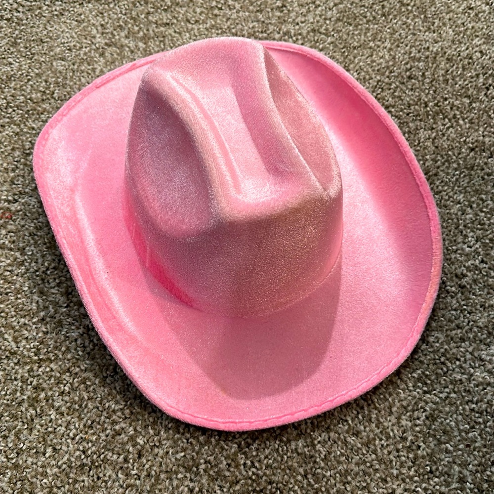 Pink velvet cowboy hat